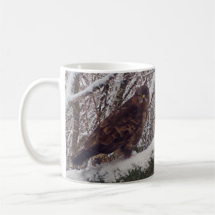 Bussard Auf Ast Im Winterwald Wildlife Vogel Foto Kaffeetasse
