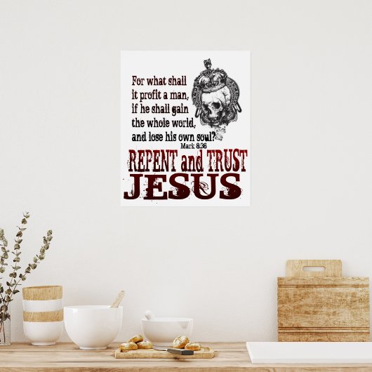 Buße und vertraue Jesus Poster (Küche)