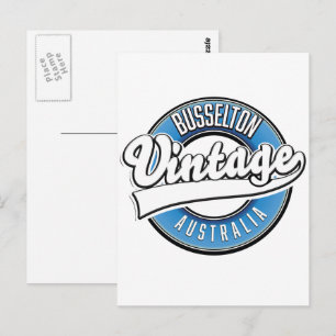 Busselton australia Logo im Vintagen Stil Postkarte