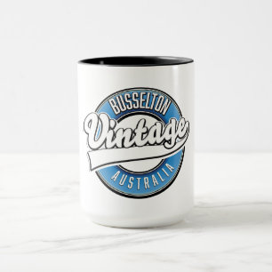 Busselton australia Logo im Vintagen Stil Tasse