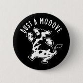 Bust a mooove Funny Cow Puff Dark BG Button (Vorderseite)