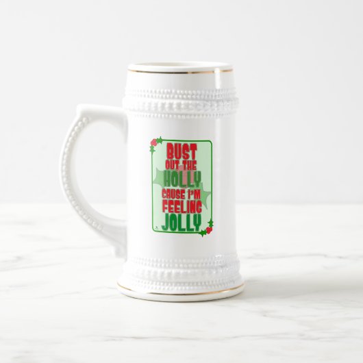 Bust Out Holly Feelin Jolly Christmas Joy Design Bierglas (Links)