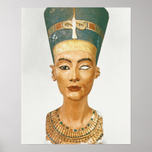 Büste von Königin Nefertiti, Vorderansicht, von de Poster