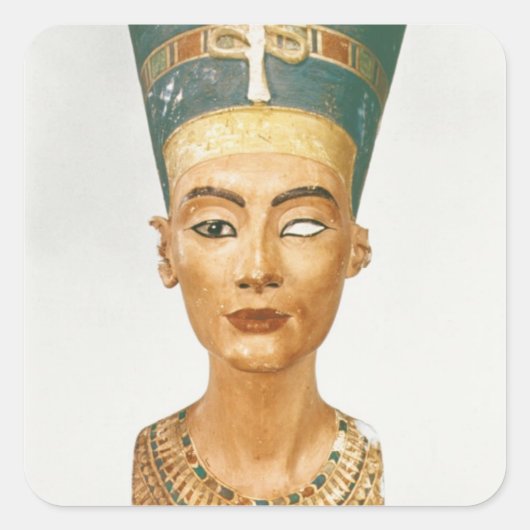 Büste von Königin Nefertiti, Vorderansicht, von de Quadratischer Aufkleber (Vorderseite)