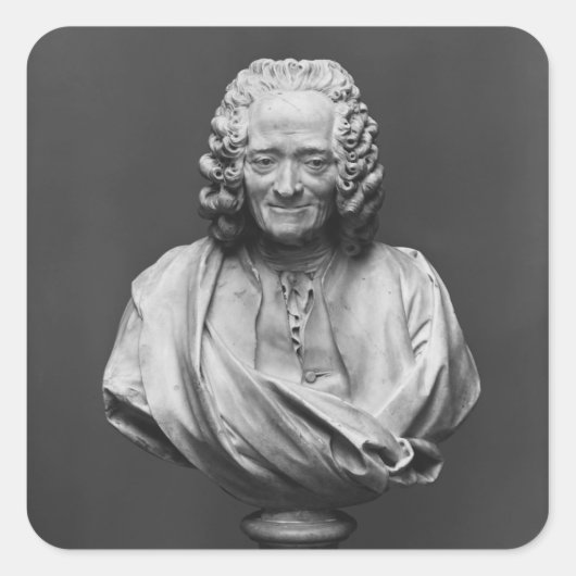 Büste von Voltaire Quadratischer Aufkleber (Vorderseite)