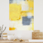 'Busted' Graue und gelbe Abstrakt Art Poster druck (Küche)