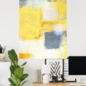 'Busted' Graue und gelbe Abstrakt Art Poster druck (Heimbüro)