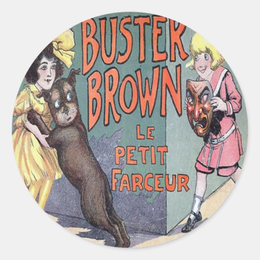 Buster Brown Runder Aufkleber (Vorderseite)
