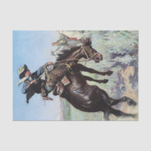 „Busting a Bronco“ von W Herbert Dunton Seidenpapier