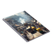 Bustling Street Market Rickshaw Scene Notebook Notizblock (Rechte Seite)