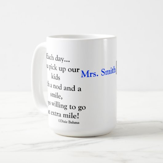 Bustreiber mit Gedicht Kaffeetasse (Vorderseite Links)