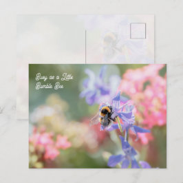 "Busy as a Little Bumble Bee" Soft Pastel Flowers Postkarte