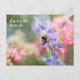 "Busy as a Little Bumble Bee" Soft Pastel Flowers Postkarte