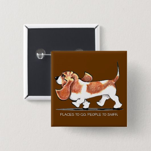 Busy Basset Hound Button (Vorne & Hinten)