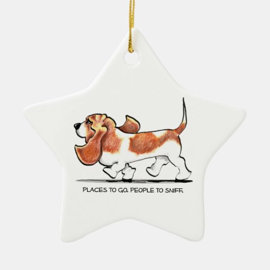 Busy Basset Hound Keramikornament (Vorne)