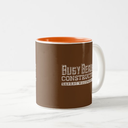 Busy Beaver Construction White Gfx Zweifarbige Tasse (VorderseiteRechts)