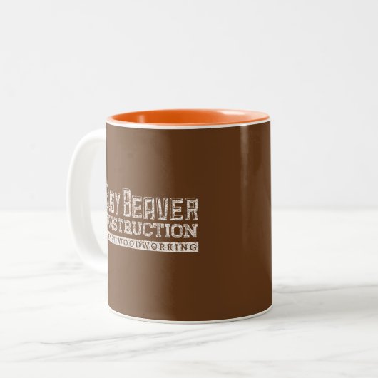 Busy Beaver Construction White Gfx Zweifarbige Tasse (Vorderseite Links)