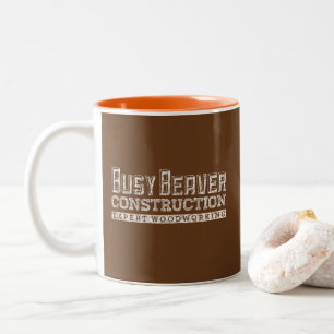 Busy Beaver Construction White Gfx Zweifarbige Tasse