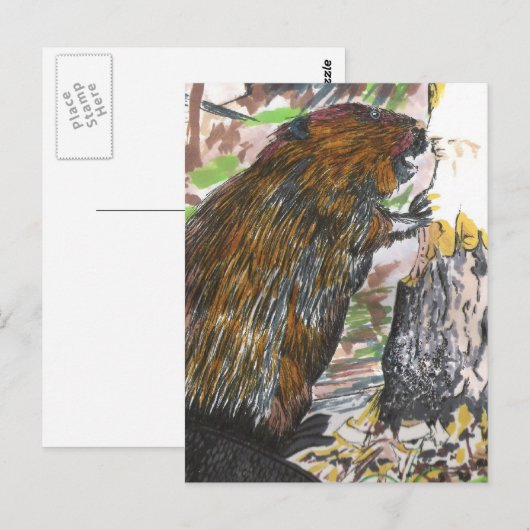 Busy Beaver Postkarte (Vorne/Hinten)