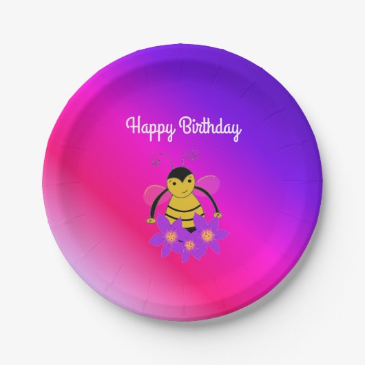 Busy Bee Birthday Pappteller (Vorderseite)