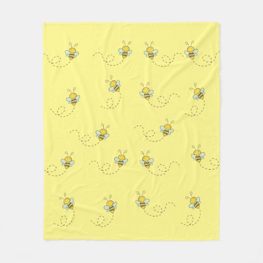 Busy Bee Cute Yellow Pattern Fleecedecke (Vorderseite)