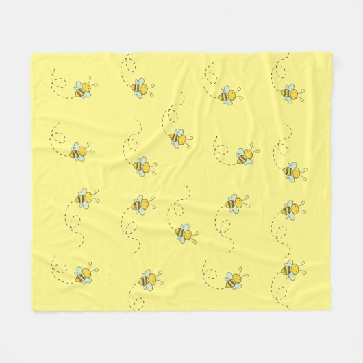 Busy Bee Cute Yellow Pattern Fleecedecke (Vorderseite (Horizontal))