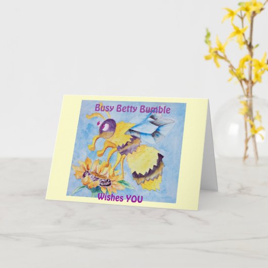 Busy Betty Hummel Geburtstagkarte Karte (Gelbe Blume)