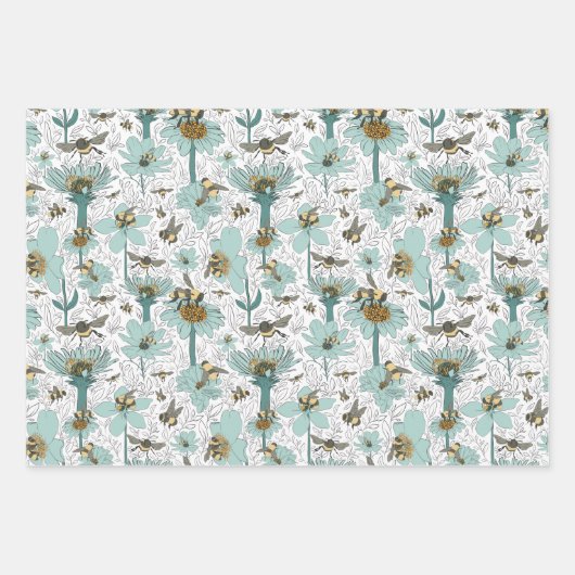 Busy Bumble Bees Gift Wrap Geschenkpapier Set (Vorderseite)