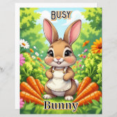 Busy Bunny | Cute Cartoon Kid's Nursery Art (Vorne/Hinten)