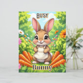 Busy Bunny | Cute Cartoon Kid's Nursery Art (Stehend Vorderseite)