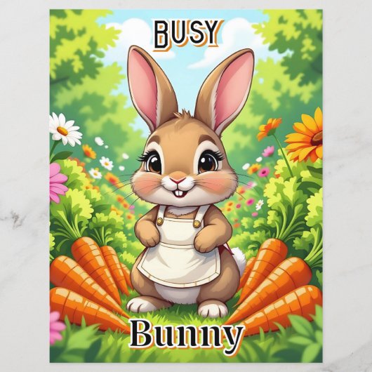 Busy Bunny | Cute Cartoon Kid's Nursery Art (Vorderseite)