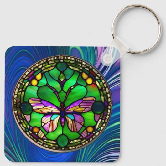 Busy Butterfly Personalisierter Schlüsselanhänger (Rückseite)