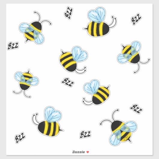 Busy Buzzing Bees Honeybee Bugs Aufkleber (Blatt)