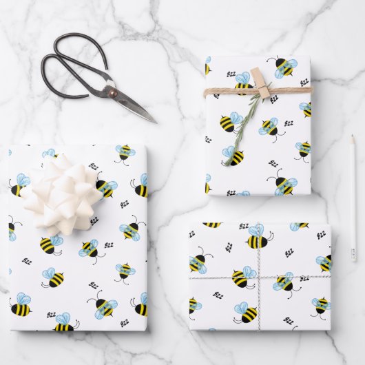Busy Buzzing Bienen Niedlich Garden Bug Print Geschenkpapier Set (Vorderseite)
