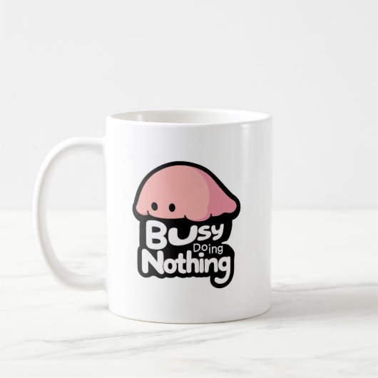 Busy Doing Nothing - Cute Pink Blob Kaffeetasse (Links)