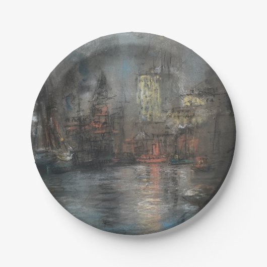 Busy Harbour (von Glenn Cooper Henshaw) Pappteller (Vorderseite)