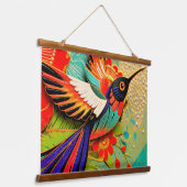 Busy Hummingbird Wandteppich Mit Holzrahmen (Gewinkelt)
