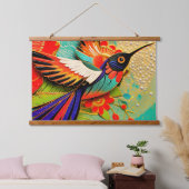 Busy Hummingbird Wandteppich Mit Holzrahmen (Schlafzimmer)