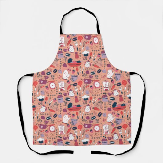 Busy Kitchen Utensils Pot Baking Bakery Pattern Schürze (Vorderseite)