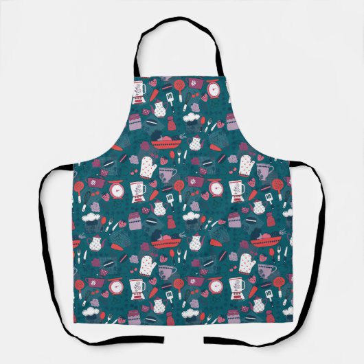 Busy Kitchen Utensils Pot Baking Bakery Pattern Schürze (Vorderseite)