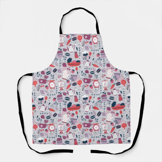 Busy Kitchen Utensils Pot Baking Bakery Pattern Schürze (Vorderseite)