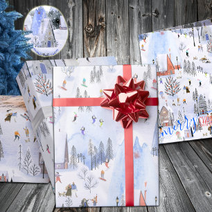 Busy Mountain Ski Village Geschenkpapier