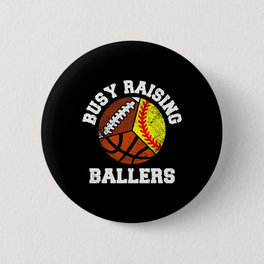 Busy Raising Llers Funny Softll Sketll Footll Mom  Button (Vorderseite)