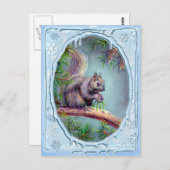 BUSY SQUIRREL & ICICLES by SHARON SHARPE Postkarte (Vorne/Hinten)