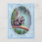 BUSY SQUIRREL & ICICLES by SHARON SHARPE Postkarte (Vorderseite)