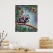 BUSY SQUIRREL VON SHARON SHARPE POSTER (Küche)