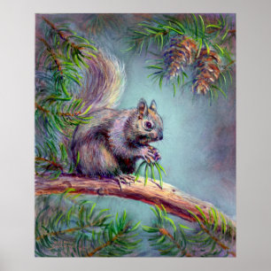 BUSY SQUIRREL VON SHARON SHARPE POSTER
