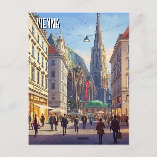 Busy Street Stephansplatz Vienna Austria Travel Postkarte (Vorderseite)