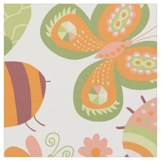 Busy Summer Garden Fabric Stoff (Nahaufnahme)