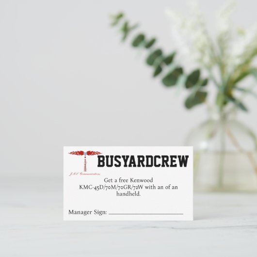 BUSYARDCREW Coupon Visitenkarte (Stehend Vorderseite)